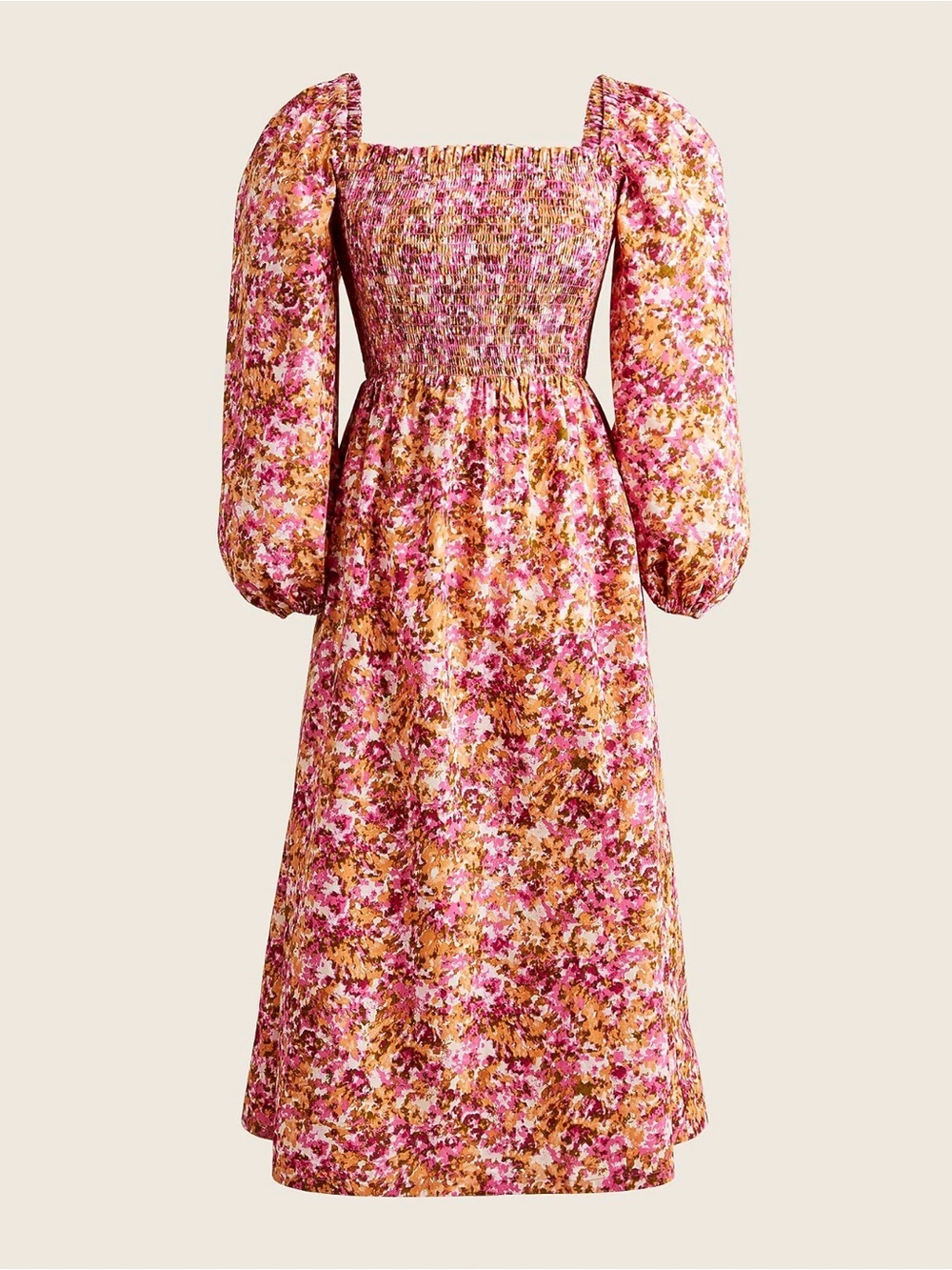 J.Crew Smocked Puff-Sleeve Dress in Faded Floral.